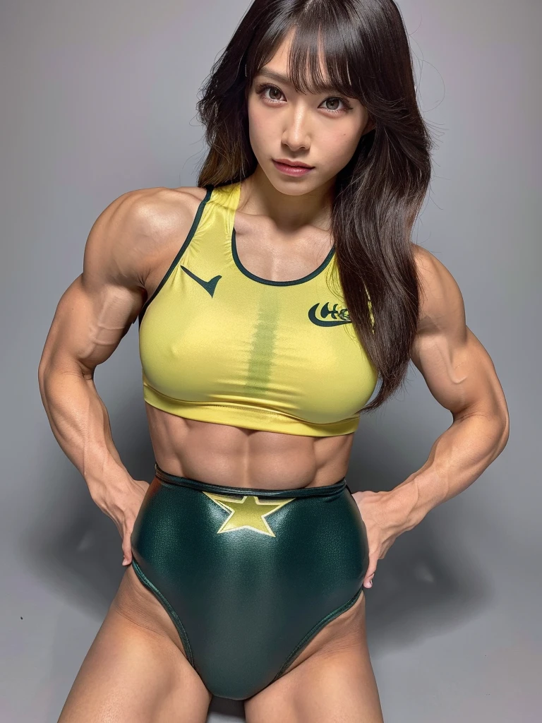 (masterpiece, Very detailed, Ultra-realistic, Highest quality, Clear focus, Realistic), (alone, 1 female), (Ultra-high resolution, 8k, 16K:1.3), (whole body:1.3), Very wide shot, (Perfect Anatomy:1.3), Perfect Face, (Detailed face, Detailed eyes), 18-year-old,Japanese Girls,(Famous professional wrestler), (Wearing a sexy wrestling uniform:1.2), (Fighting in the wrestling arena:1.3), (Large Breasts:1), Tight waist, (Beautiful but cool face:1.2), (Naughty kid:1.3), Black straight long hair,Cool girl vibes, (Compensate:1.1), (eyeliner:1.2), (Dynamic Angle:1), (Dynamic pose:1.2), (Hip Focus), (slim but muscular:1.3), (Very broad shoulders), Painful expression, (Strong light, flat light:1.3), Gal.Safety Tensors,Perfect body with realistic shading, Photorealistic perfect body, 定義されたAbdominal muscles,Muscular and slim body,Muscular and toned lower body,Muscular Beauty,bodybuilder,Show off your Abdominal muscles,Abdominal muscles,View your viewers,