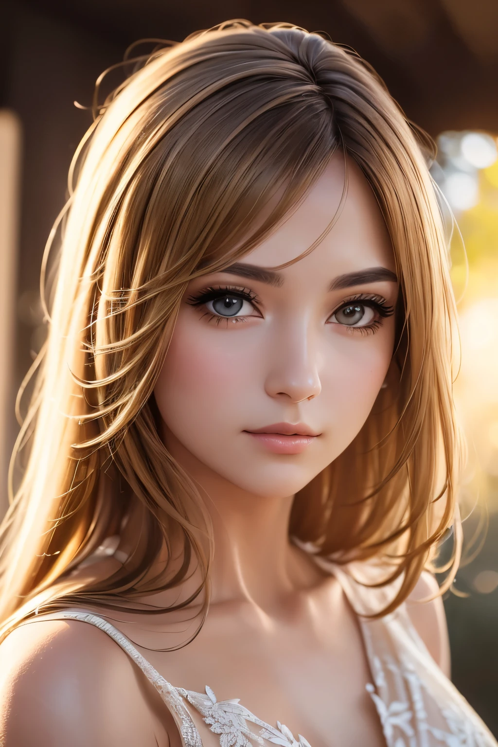 A beautiful detailed girl, elegant portrait, looking at camera, soft lighting, warm color tones, detailed skin texture, sharp focus, ultra-detailed, 8k, photorealistic, professional studio lighting, cinematic composition, golden hour lighting, detailed hair and makeup, intricate clothing details, serene expression, natural setting, detailed background, high quality, masterpiece
