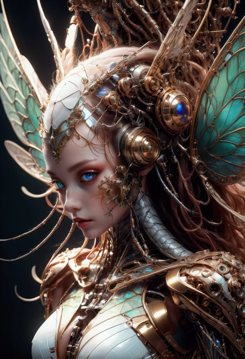 Mechanical Creature, mechanical dragonfly, intricate artwork, nightmare creature, perfect eyes, delicate skin, luminism, macro photography, Ultra high quality, 8k, ultra details, symmetry, digital painting, summer tones, 4k resolution, perfect composition, detailed background, 60-30-10 color rule, masterpiece, best quality, very aesthetic, absurdres