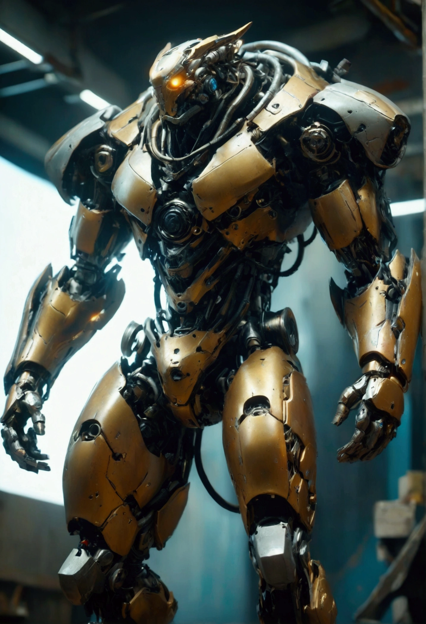a highly detailed mechanical creature, gears, cogs, steel, industrial, fantasy, science fiction, cinematic lighting, dramatic shadows, intricate machinery, complex design, clockwork mechanisms, glowing energy core, futuristic technology, imposing presence, powerful and ominous, best quality, 8k, ultra-detailed, photorealistic, professional, stunning lighting, dramatic atmosphere, vibrant colors, concept art style