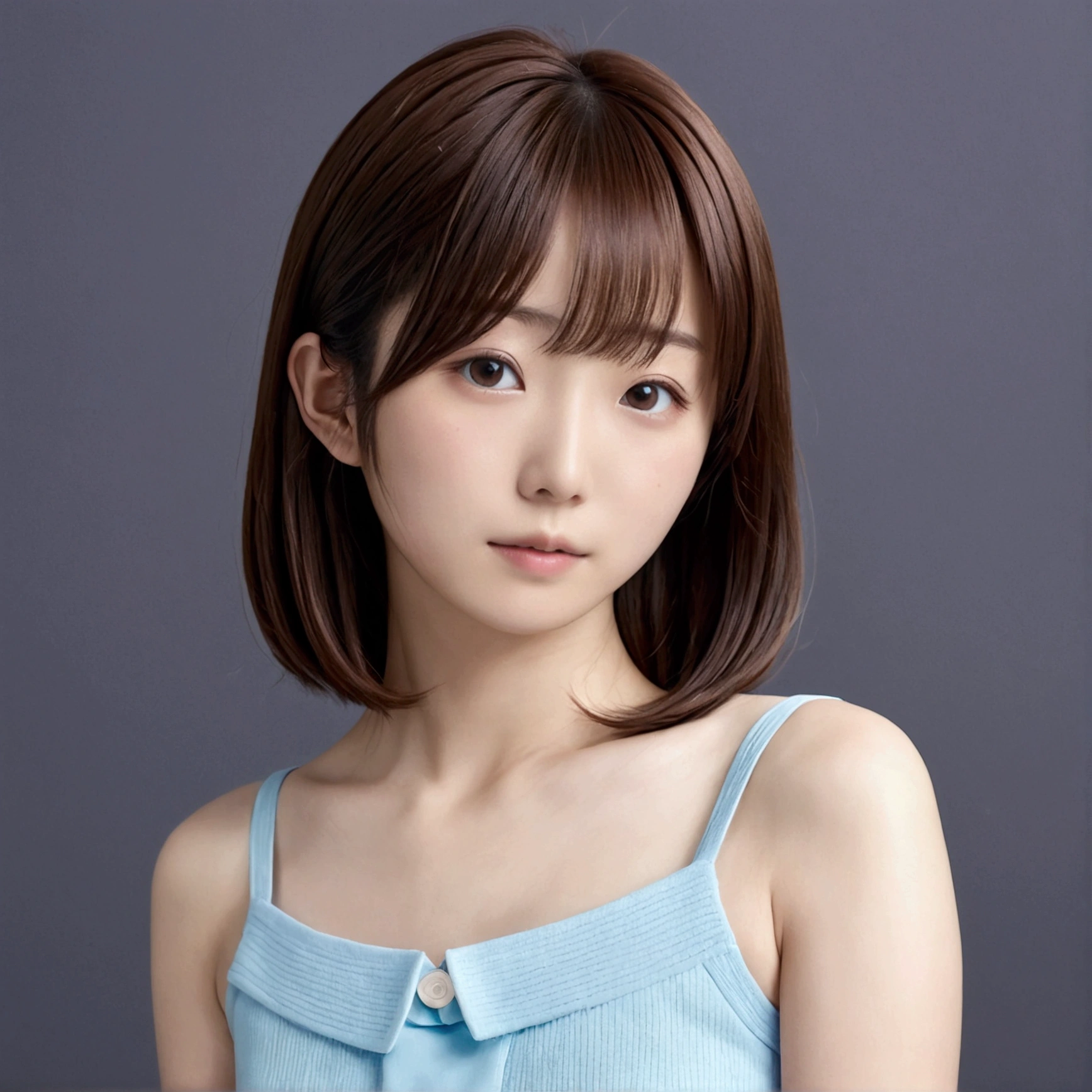 (8k、RAW Photos、Highest quality、masterpiece:1.2)、(Real、Photorealistic:1.4)、(Highly detailed 8K wallpapers)、(Professional Lighting、Cinematic lighting)、(18-year-old、Japanese、female、cute、Chiho、Sakimi-chan、Straight, shoulder-length brown hair:1.2)