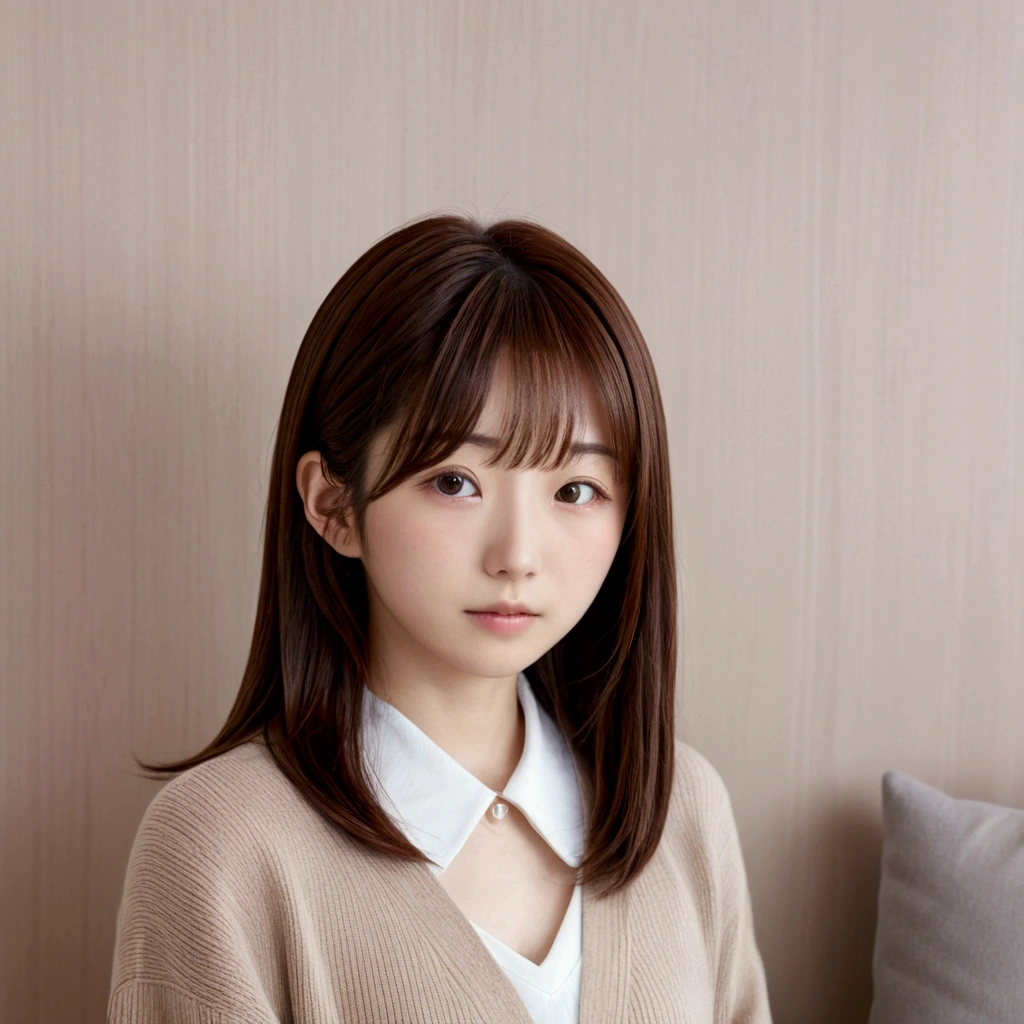(8k、RAW Photos、Highest quality、masterpiece:1.2)、(Real、Photorealistic:1.4)、(Highly detailed 8K wallpapers)、(Professional Lighting、Cinematic lighting)、(18-year-old、Japanese、female、cute、Chiho、Sakimi-chan、Straight, shoulder-length brown hair:1.2)