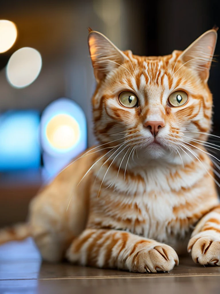best quality, 8k, masterpiece, realistic, depth of field, long exposure, selective focus, low angle shot, IvoryGoldAI:1.2, white and gold ginger tomcat robot gundum:1.2, sitting:1.2, full body, long exposure, complicated pattern on robot:1.2