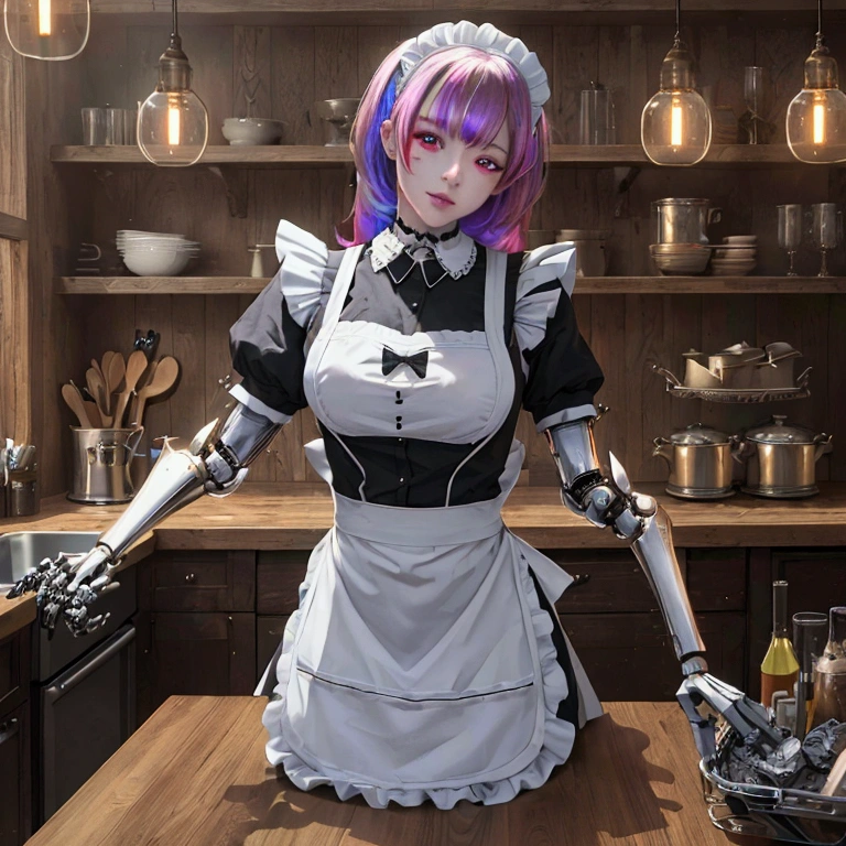 score_9,(best quality,4k,8k,highres,masterpiece:1.2), kitchen, skeleton, cyborg, maid, maid apron, glowing eyes, ultra-detailed,vivid colors,mecha,