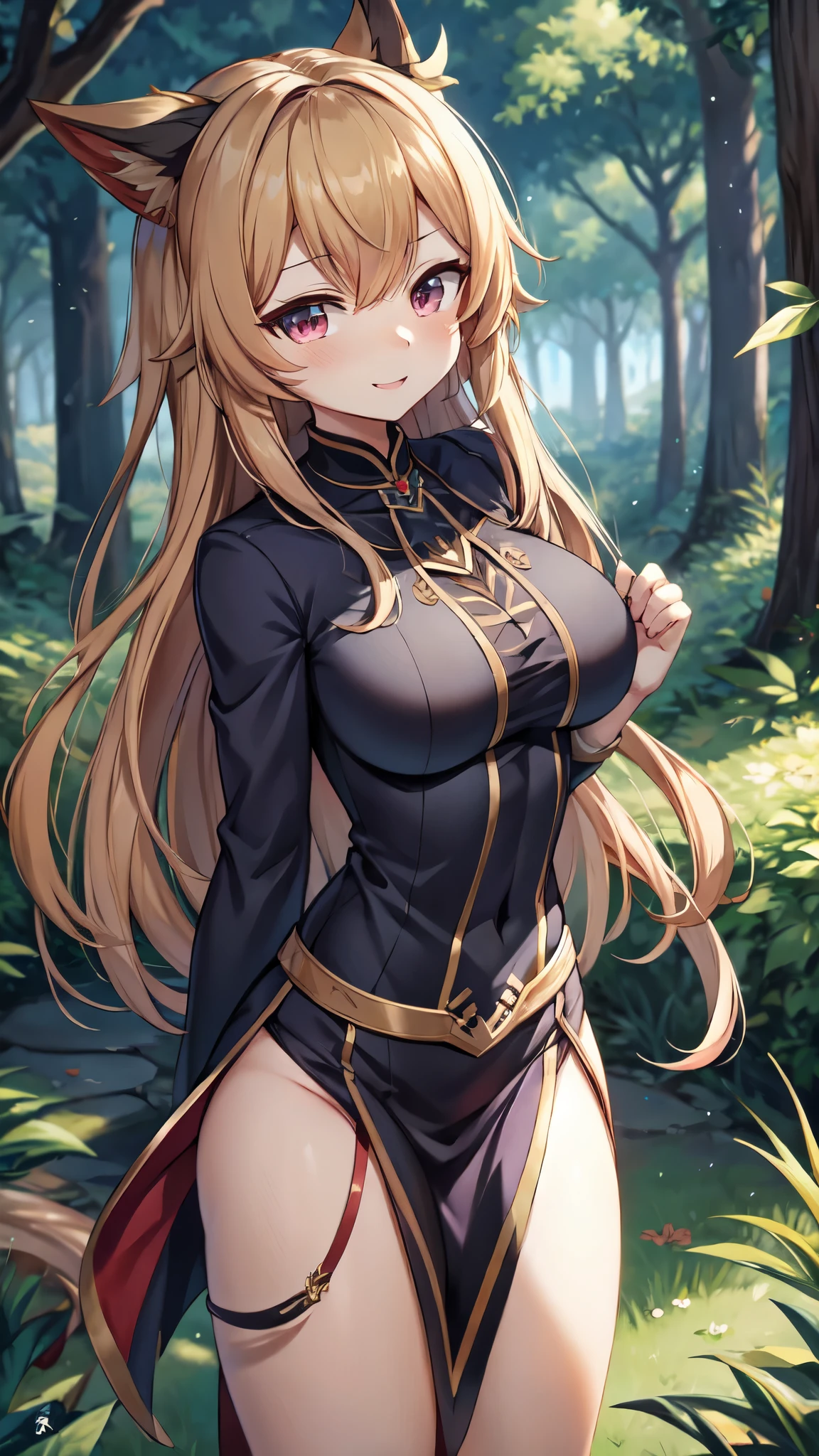 Anime girl in purple and black clothes standing in front of the forest, 《Genshin Impact》Keqing, 《Genshin Impact》Zhongli, 绫香Genshin Impact冲击, Anime cute art style, Brunette magician, Demon Slayer Fan Art, 绫香游戏Genshin Impact冲击, 