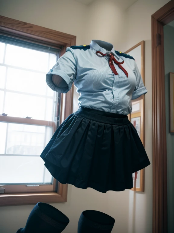 You can even see the feet, (Arch your back), Be patient with peeing, mini skirt, (From below), uniform, (can not see, No humans, Headless, Faceless:1.5), Cute big tits, (8k, RAW Photos, Highest quality, masterpiece:1.2), (Realistic, photo-Realistic:1.37), Photon Mapping, Radio City, ((Hasselblad Photography)), Physically Based Rendering, whole body, socks