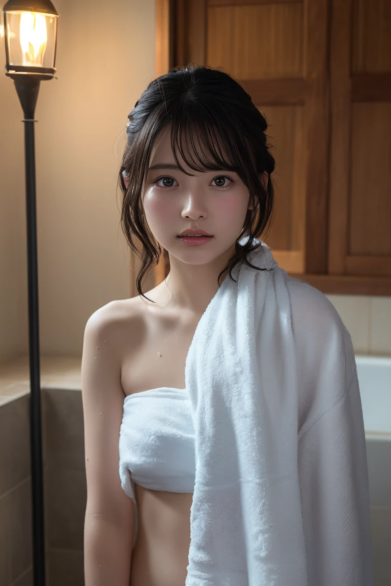 wearing clothes, (At SFW), (1 girl:1.3), (((In a dark and gloomy world))), above the knee shot, cowboy shot, Viewer is looking up, Japanese, 17 year old supermodel, thin, high school girl, There is no light:1.3, (((Taking a bath in the shower room at home:1.8))), shower, (Are standing:1.37), (looking at the viewer:1.37), (highest quality:1.4), 32K resolution, (realistic:1.5), (Super realistic:1.5), High resolution 32k UHD, (masterpiece:1.2)), (Improvement of quality:1.4), (very beautiful facial details), (Highest quality realistic skin texture:1.4), (wet skin, wet clothes, wet hair:1.5), (perfect anatomy:1.2), (((school uniform, patterned ribbon tie, Pink collared shirt:1.15))), ((red plaid pleated skirt)), panties, Do not emphasize the top of the bust, (Pink tiled shower room:1.1), precise fingers, Super detailed, symmetrical eyes, ((view audience)), natural makeup, ((A good eye for quality:1.2)), (tired, sleepy and satisfied:0.0), (fine lips:1.33), (fine nose:1.2), ((Physically Based Rendering of the Background:1.37)), Medium chest, (flat chest:1.05, thin lower body), brown hair, (shaggy cut hair:1.37), rape face, written boundary depth, carl zeiss, 85mm f/4,