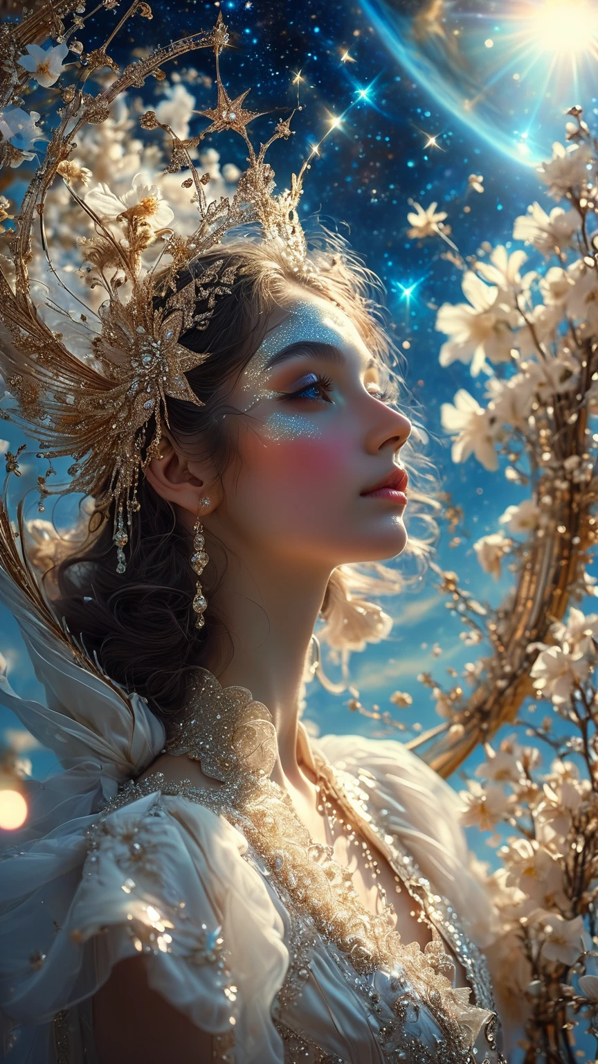 In a celestial dreamlet letscape, people dressed luxuriously, differents faces, ils sont tous à la peau foncée, (((jeune, in the 20's))) (((two brown skin men et two brown skin woman))), (((two jeune brown skin long dark hair duke:1.3))), (((une peau brune, dark hair, enceinte1.5 femmes))) et (((une femme aux cheveux bruns non enceinte1.3))), (they are two différent et separate couple1.2). (Deux ou quatre personnes:1.2). Le premier couple est un duc à la peau brune, with long black curly hair with a pregnant woman with long dark hair.. The second couple is a brown-skinned duke, aux cheveux noirs bouclés et une femme aux cheveux bruns courts., (((dark hair brown skin woman is pregnant et brownskin:1.5))) ((((kissing, love scene, hot scene))), 8K, extremely detailed, high quality, (photorealistic:1.37), Tout le corps, Couleurs vives, Perfect lighting, Moving Expressions, Celestial aura, Majestic presence, ambiance onirique, Photographie artistique 8k, photorealistic concept art, soft natural volumetric perfect cinematic