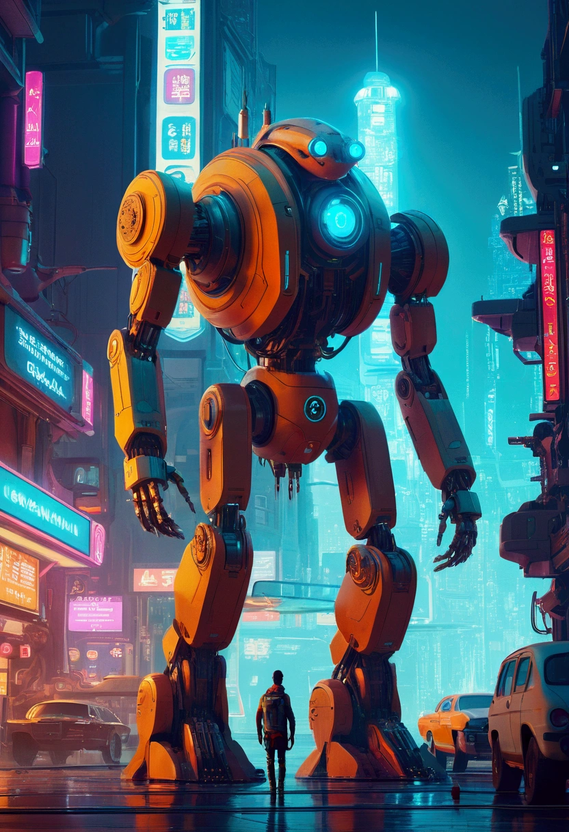 Mechanical Creature, science fiction, futuristic, cyberpunk, by James Gilleard, cinematic still, chiaroscuro, dynamic, (best quality, masterpiece, photorealistic), very aesthetic, perfect composition, intricate details, ultra-detailed, vivid colors