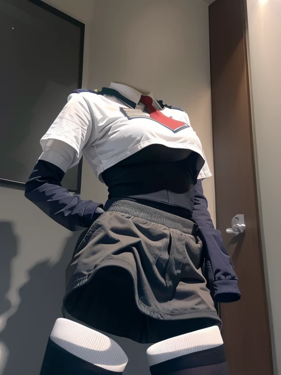 You can even see the feet, (Arch your back), Be patient with peeing, mini skirt, (From below), uniform, (can not see, No humans, Headless, Faceless:1.5), Cute big tits, (8k, RAW Photos, Highest quality, masterpiece:1.2), (Realistic, photo-Realistic:1.37), Photon Mapping, Radio City, ((Hasselblad Photography)), Physically Based Rendering, whole body, socks