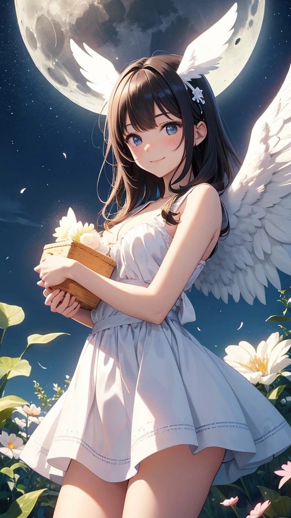 angel,happy,Under the moon