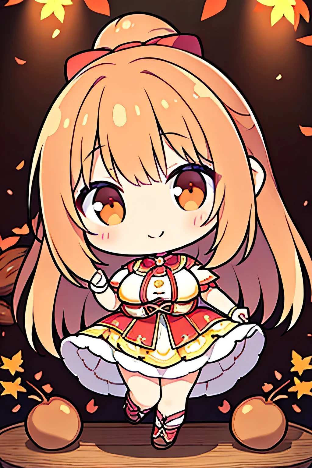 Highest quality、High resolution、Detailed Background、mysterious、(Beautiful face in every detail:1.4)、Anatomically correct、Highly detailed face、(Huge breasts:1.2)、Perfect body line、Light color hair、Cute gestures、nature、Fun atmosphere、A big smile、Looking at me happily、An adorable creature that blends into autumn nature、Chestnut color and texture、Autumn-like、
Its is covered in brown chestnut shells.、A lovely fairy appeared、For fluffy hair、Chestnuts are scattered all over the place.、She is wearing a costume that looks like a chestnut shell.、It has a button in the shape of a fruit.、Small chestnuts are scattered at my feet.、It looks like a fairy dancing lightly.、In the hands of the fairy、It has even larger chestnuts.、The fairy's face, with autumn's blush on her cheeks,、It's calm and kind、Hold the clitoris lovingly、The way he occasionally puts his hand on her cheek is adorable.、Cute beauty、Fantastic and cute