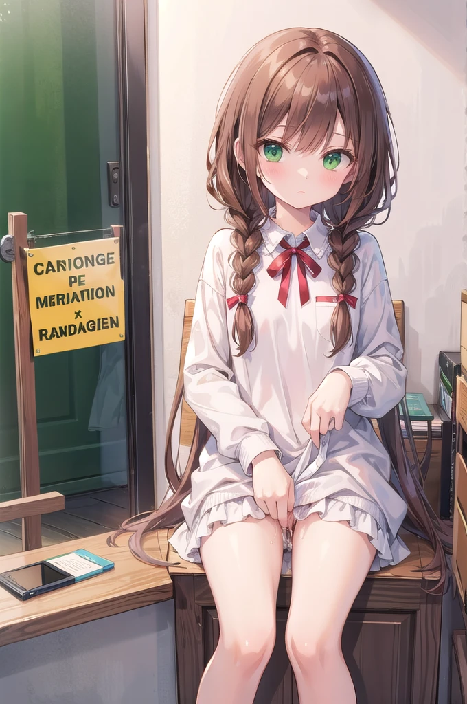 Reddish brown hair,Green Eyes,French braids for long hair,Browsing Caution,Masturbation,