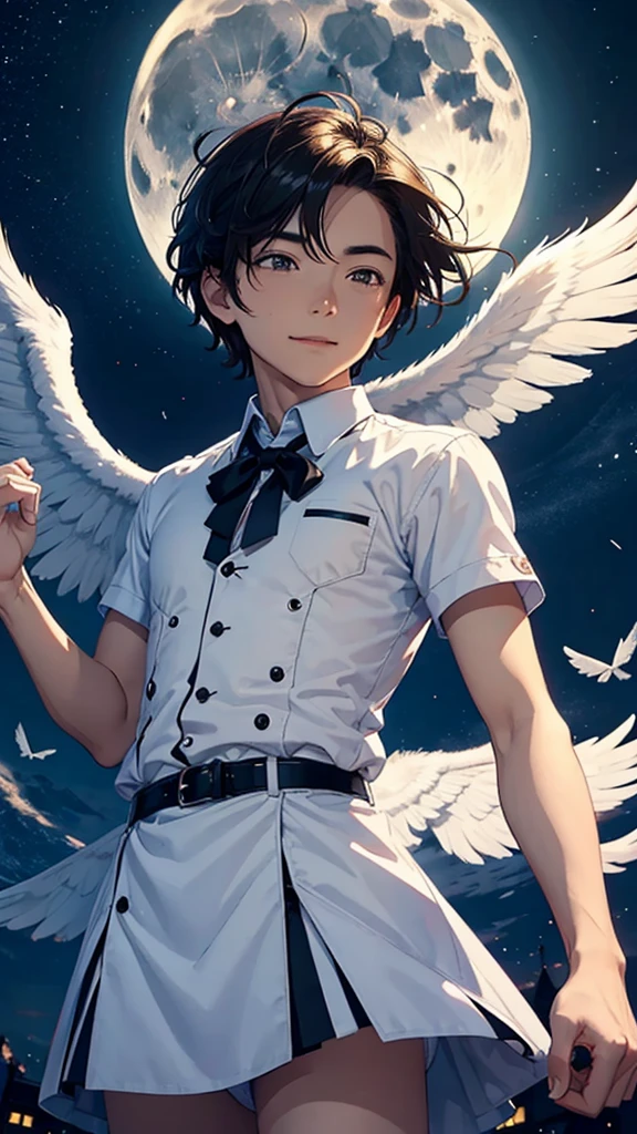 man,angel,happy,Under the moon