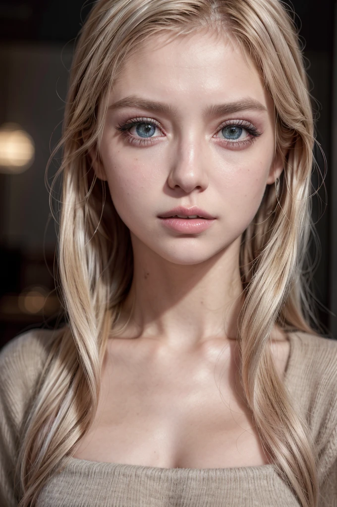 a detailed realistic portrait of a woman, blond hair, beautiful detailed eyes, beautiful detailed lips, extremely detailed face, highly detailed skin texture, hyper realistic, realistic lighting, photorealistic, cinematic lighting, 8k, best quality, masterpiece, award winning, sharp focus, ultra-detailed, high-resolution, physically-based rendering, vivid colors, natural skin tones