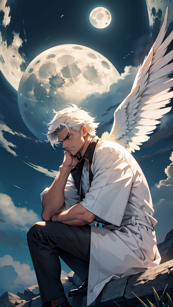 man,angel,angry under the moon