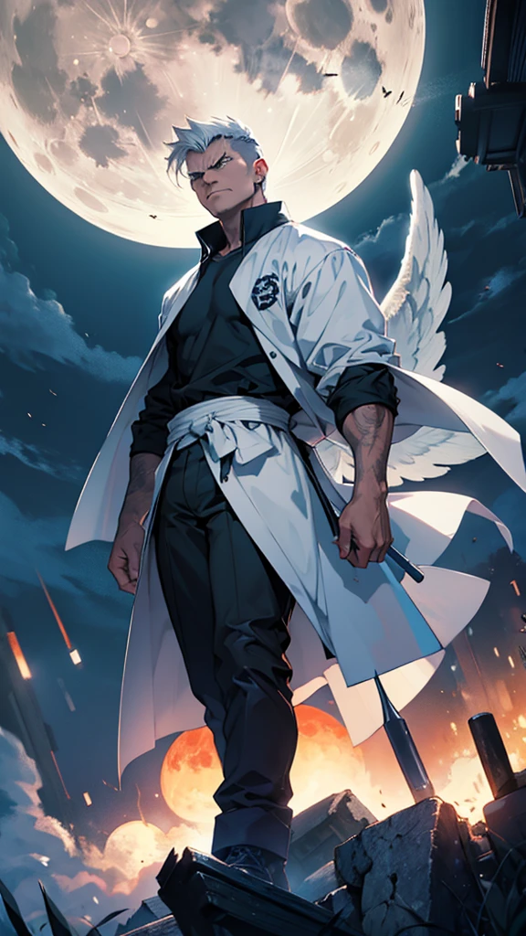 man,angel,angry under the moon
