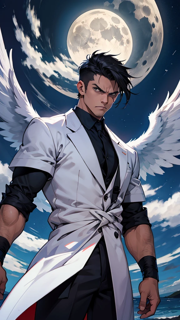 man,angel,angry under the moon
