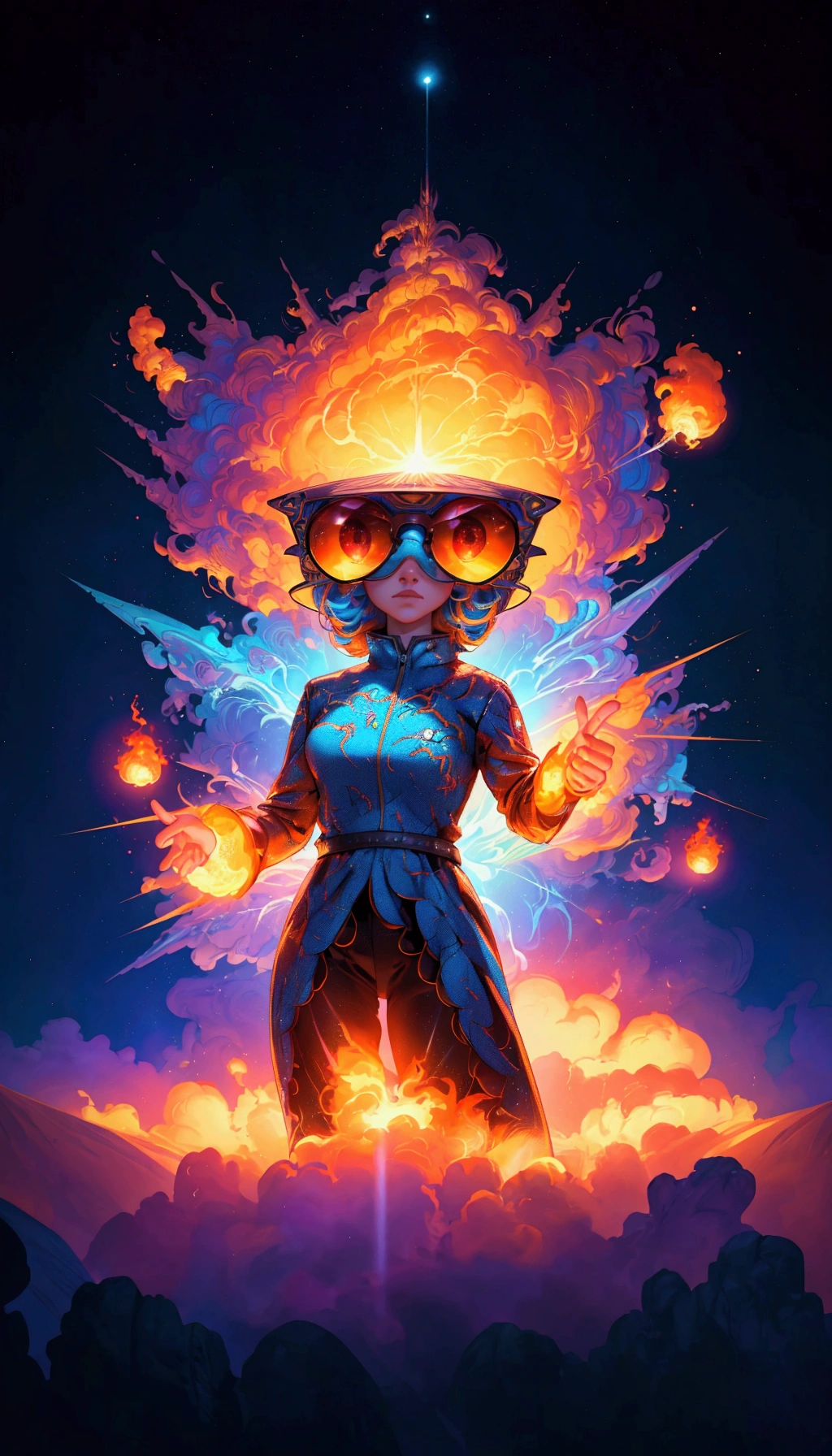 a beauti fu girl with a fireball and glasses on his head, dan mumford and pixar, movie poster character, beeple and jeremiah ketner, 🚀🚀🚀, jen bartel, radiant alien, sci-fi lizard alien, vibrant fan art, official concept art, dan mumford. 8 k octane render, hq 4k phone wallpaper, dan mumford. octane render
