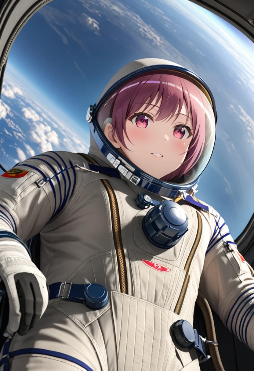 ((Female pilot in the cockpit of a reconnaissance plane), (airplane cockpit), (in flight), (10000 feet altitude)、(sky view):1.7),, short hair, street, emo, BLACK hair, white eyes, eyeliner, apocalypse, girl, nside the (cockpit:1.9) of a (futuristic spaceship:1.6), , blush,sitting on a chair, covered navel, space helmet, space helm, plug suit , space helmet, eva helm, space suit, short hair, spacesuit, astronaut
from BELOW