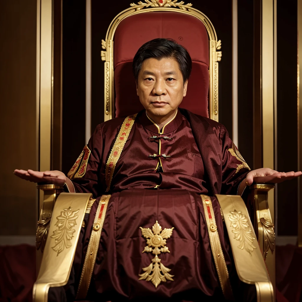 president of china on throne surrounded by russian gold ingots