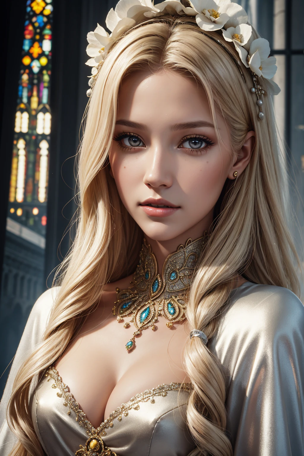portrait Anna Kournikova, wearing Dalmatian fur costume, with the Sagrada Familia in the background, character portrait, 3 9 9 0 s, wavy hair, intricate, elegant, highly detailed, digital painting, artstation, concept art, smooth, sharp focus, illustration, art by wlop, charlie bowater and alexandra fomina, 36k, glittering, shining, correct anatomy
