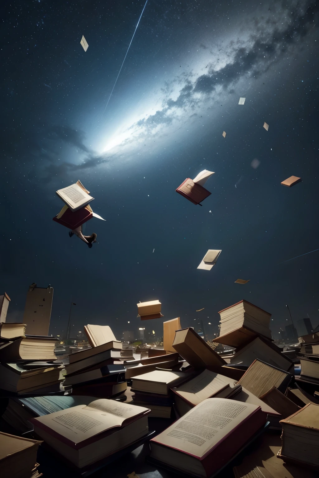 books falling from the sky