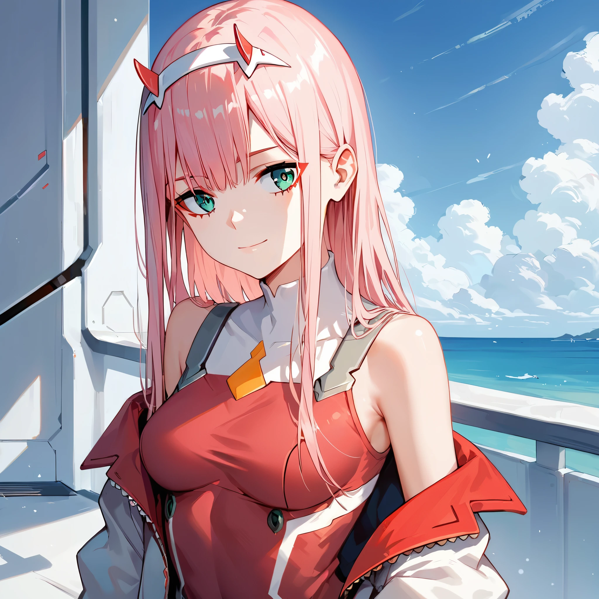 score_9, score_8_up, score_7_up,source_anime, high res image,masterpiece,best quality,girl,cute face,clear skin,zero_two_darling_in_the_franxx,