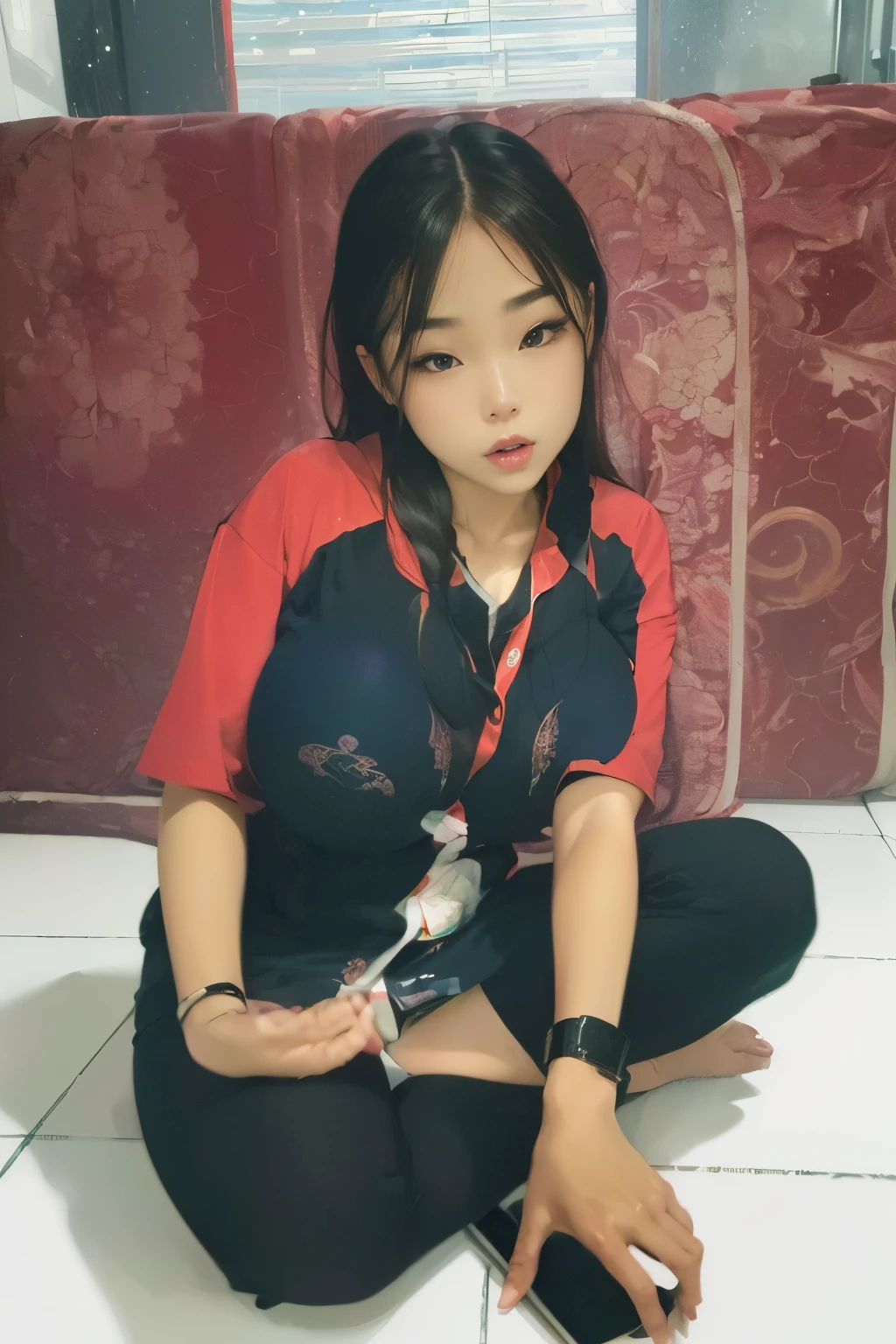 (Best Quality, 8k, 32k, Masterpiece, UHD:1.5), Photo of Attractive Japanese Women, 1 Girl, (Giant breasts:1.5), (Long hair), Belly, Perfect Body, Very Detailed Face, Detailed Lips, Delicate Eyes, Double eyelids, pajamas, in the shower, (seductive), ((way:1.5))