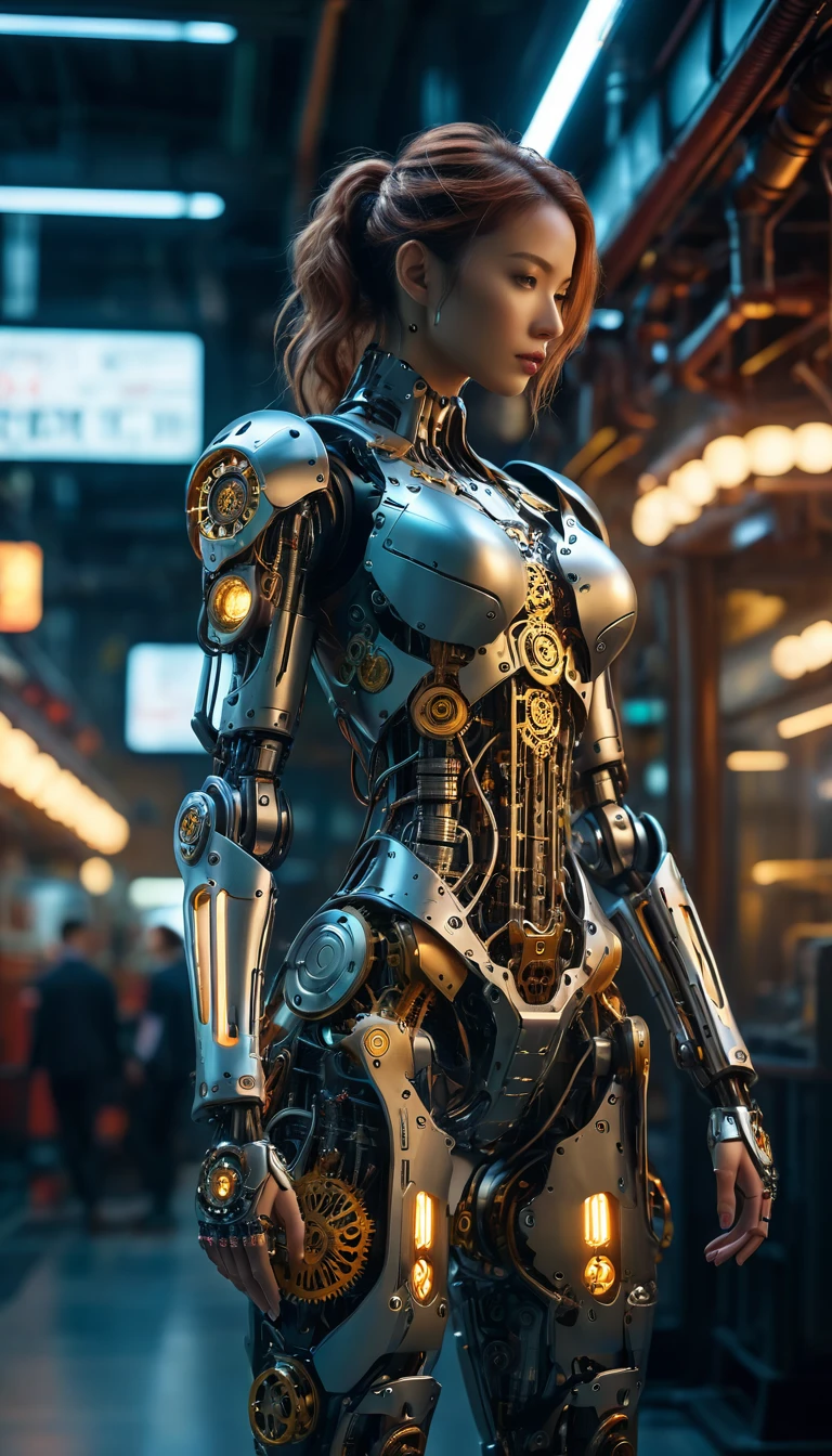 full body shot, mechanical creature that look like beautiful detailed mechanical woman, sexy mechanical creature, mix of horror and cyberpunk, highly detailed mechanical body, realistic metal and machinery, glowing cybernetic parts, intricate gears and mechanisms, advanced technological design, giant mechanical arms, photorealistic, cinematic lighting, hyper-detailed,8k, masterpiece