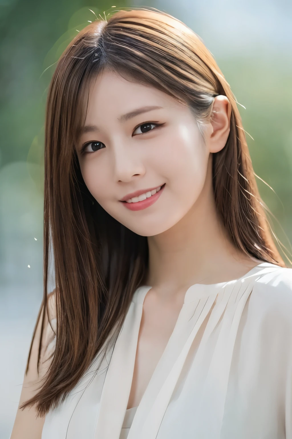 One Girl, (Elegant summer outfits:1.2), (Beautiful Japanese idol portrait photos),
(Simple background in light colors:1.3),
(RAW Photos, Highest quality), (Realistic, photo-Realistic:1.4), masterpiece, 8K Portrait,
Very delicate and beautiful, Very detailed, 2k wallpaper, wonderful, In detail, Very detailed CG unity 8k wallpaper, 
Very detailed, High resolution, 
Soft Light, Beautiful detailed girl, Very detailed eyes and face, Beautiful and sophisticated nose, Beautiful attention to detail,
Cinema Lighting, Perfect Anatomy, 
Slender body, Small breasts, Medium Hair, Bokeh, Dynamic Angle, (Elegant and sophisticated atmosphere), smile