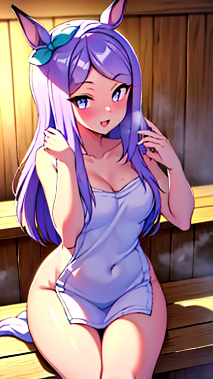 NSFW, (masterpiece:1.2, best quality), ultra high res, absurdres, highres, 1girl, full body, sitting,
(1girl, (forehead:1.2), beautiful detailed eyes, happy smile, open mouth, ((sauna)), (naked bath towel:1.3),
(looking through legs, gleaming skin, elbows up, hand between legs))
(steaming body, very humid, steam, fog, dampness), (cowboy shot, looking at viewer)