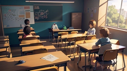 group of children in a classroom, drawing each one at their desk , an anime drawing inspired by Goro Fujita, pixiv, what is?, concept art of a single guy, 3d realistic anime style., in anime style, in an anime style, Detailed anime character art, digital anime illustration, detailed digital anime art, clean and detailed anime style, stylized anime