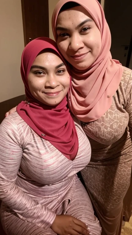 indahnorjannah, horny mom, with one boy beside, big , big tits, massive hard breasts,curvy body, wearing baju kurung, cleavage.