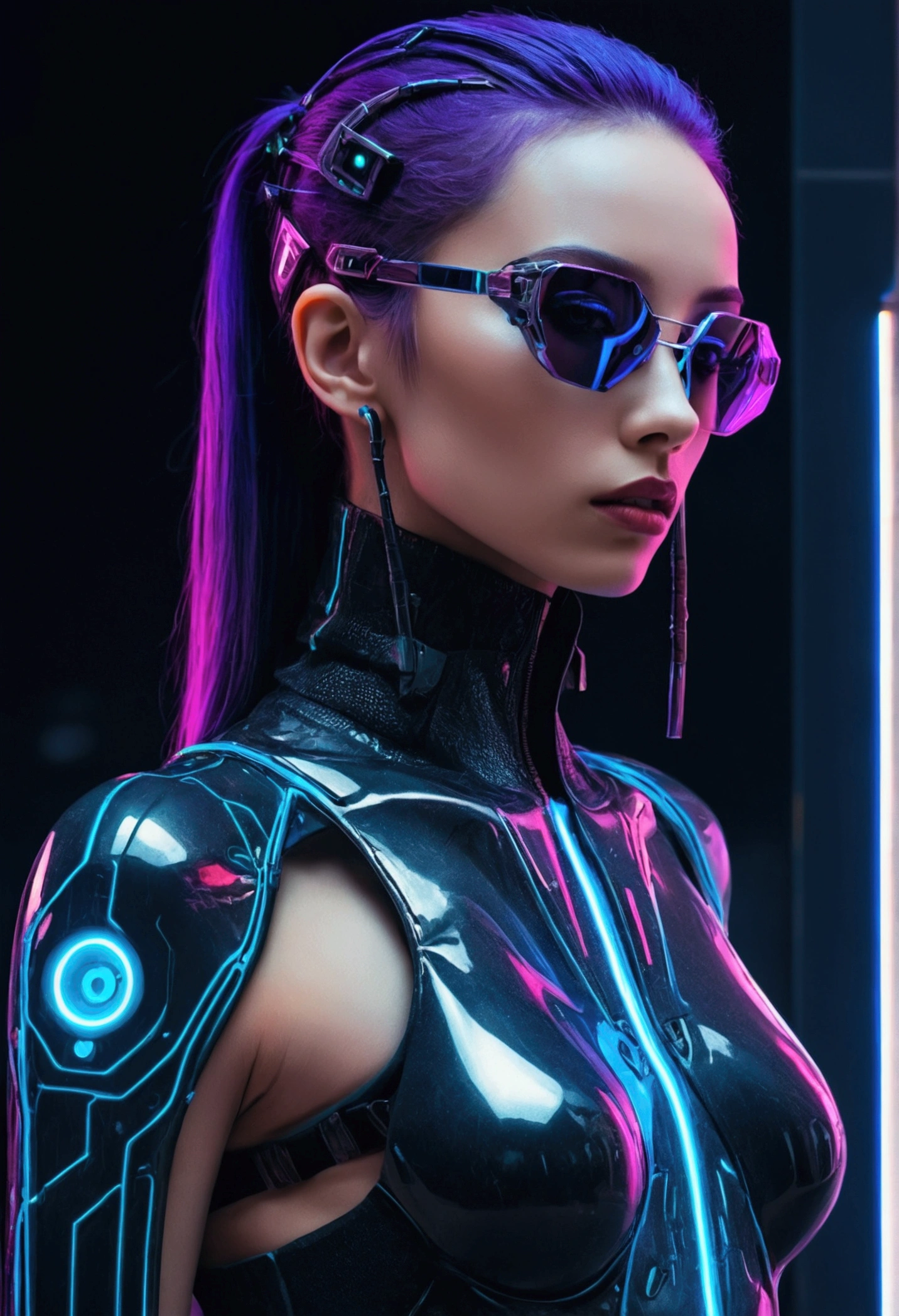 FUTURISTIC SLIM WOMAN, Cyberpunk aesthetics