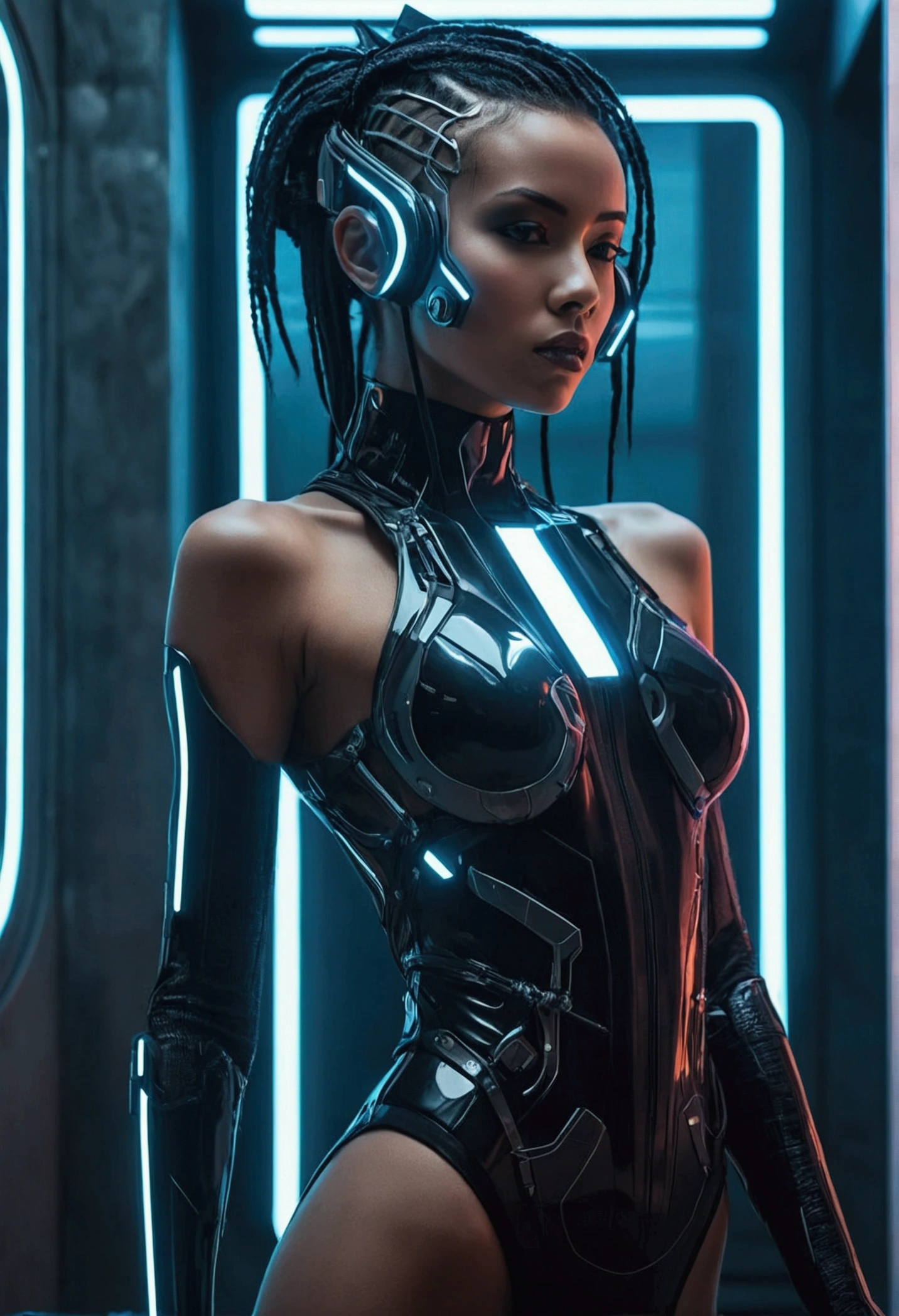 FUTURISTIC SLIM WOMAN, Cyberpunk aesthetics