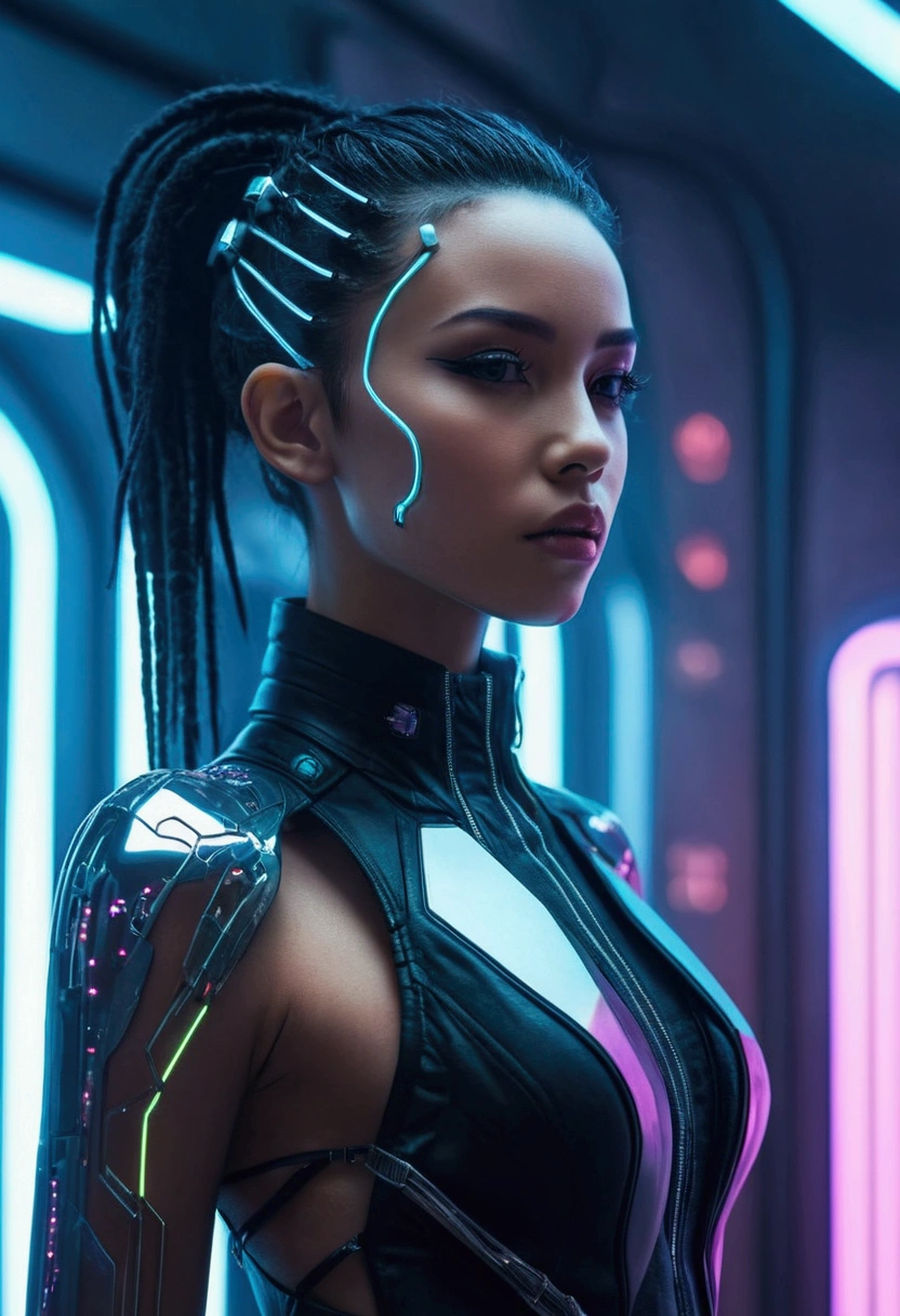 FUTURISTIC SLIM WOMAN, Cyberpunk aesthetics