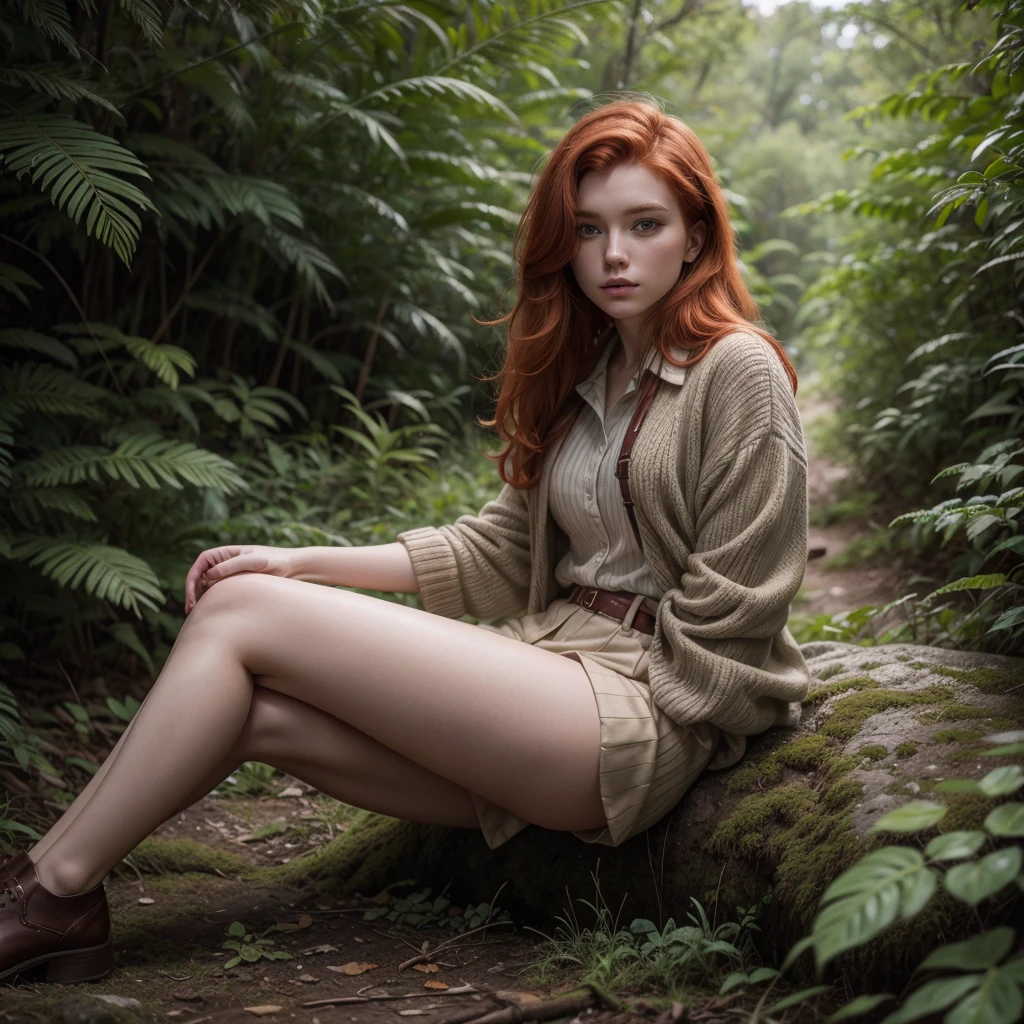 22 year old redhead young man photography in the bush with very estiola clothes 4k