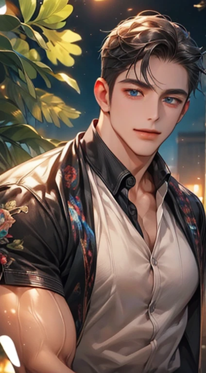 (best quality,4k,8k,highres,masterpiece:1.2),ultra-detailed,(realistic,photorealistic,photo-realistic:1.37),1 man,31 years old,mature man,very handsome,without expression,smile,short grey black hair,blue eyes,penetrating gaze,perfect face without errors,imposing posture,businessman,office background,cinematic lighting,hdr image