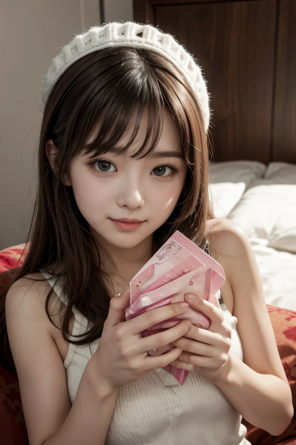 (Best-quality, Masterpiece, Ultra-High-Resolution, (Photorealistic:1.4), Raw Photo, depth of field, professional lighting, perfect anatomy, extremely details), 1girl, 15-years-old, the most famous Japanese idol, (extremely cute face like the most popular Japanese idol, ((extremely cute and extremely big eyes)), extremely beautiful hair, extremely beautiful skins), extremely cute long-eyelashes, extremely cute lips,
sitting on sofa in private-room,
wearing extremely sloopy pajamas,
((((ingested large amounts of illegal-drugs, (absolutely ecstatic):1.3))))