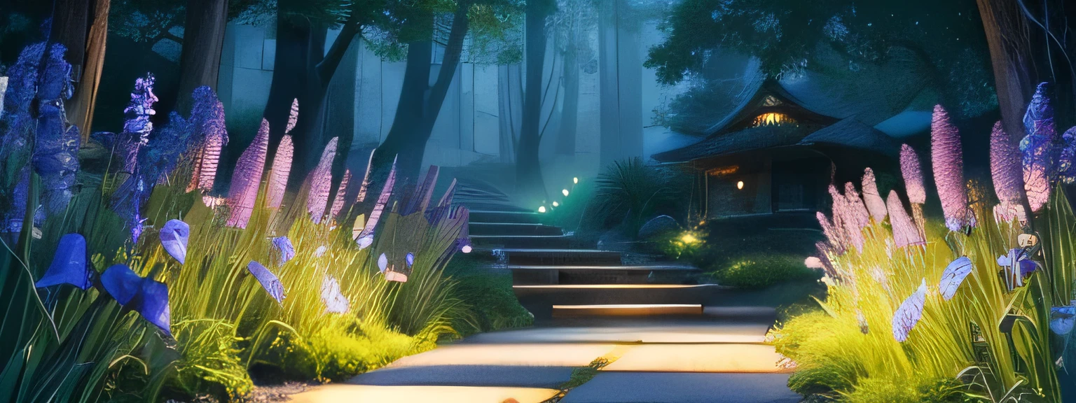 Landscape painting,Fireflies and irises,early summer,Japanese Style