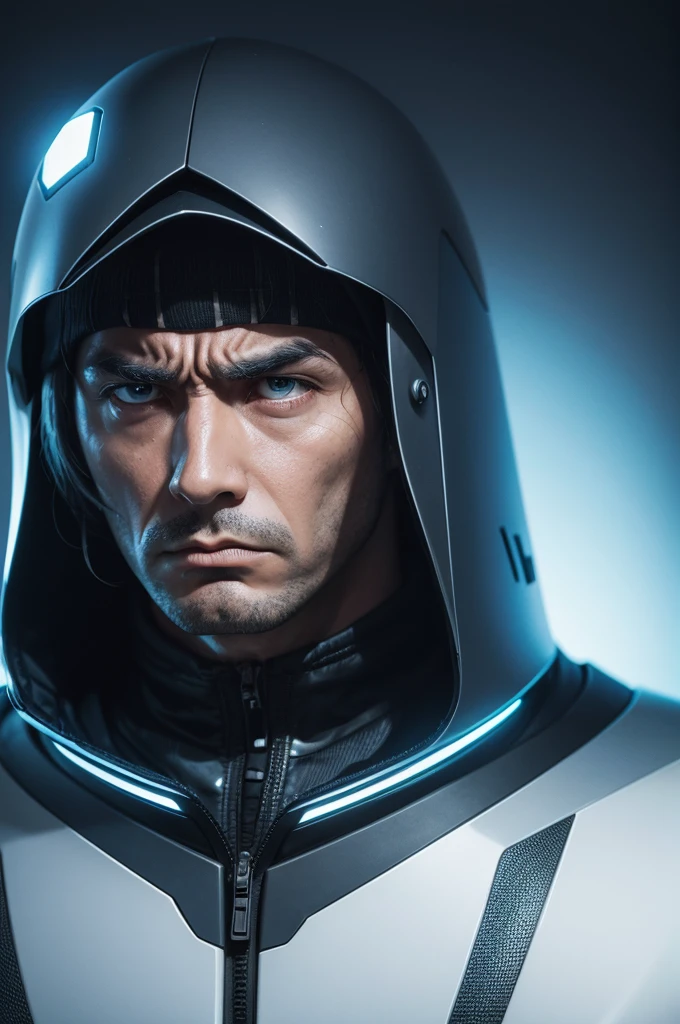 Futuristic sad man