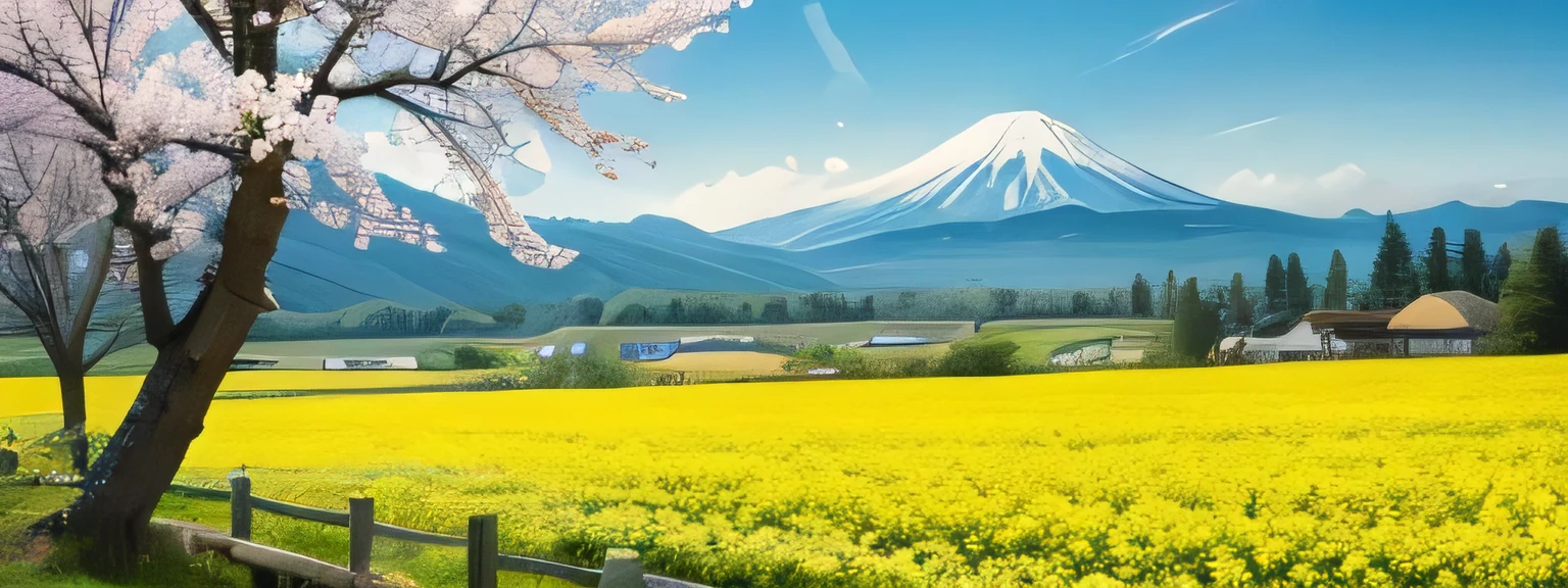 Landscape painting,Rape blossoms and butterflies,spring,Japanese Style