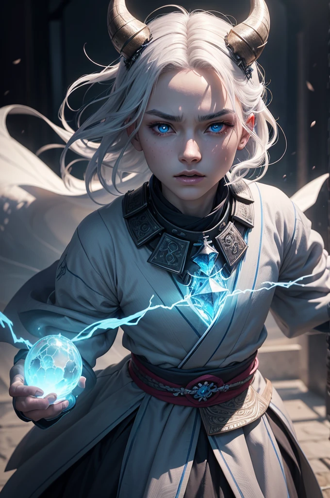 8k.Half Russian and half Japanese、Russian face、beautiful girl、PRİNCESS、、Small face、Young face、Big eyes、Skinny、Small breasts、(((Silver Hair、Silver Hair)))、With bangs、(((High resolutionの大きな美しいライトブルーの目, )))、Shortcuts、Bobcut SVSHA-024(Skin Dentition:1.5), Realistic, Realistic, (masterpiece:1.5), Concept Art, Intricate details, Very detailed, Realistic, Octane Rendering, 8k, Unreal Engine, Dynamic pose, Highest quality, High resolution, (Realistic Face:1.1), (Super realistic:1.1), ((full_body)), Perfect Eyes,(Glowing Skin:1.2), (((Hairstyle))), (((Perfect hands))), (Very detailed background), ((Dynamic Background)), ((lightning)), (light), ((One girl)), Wearing a cape, (((Flowing Cape))), ((Detailed eyes, High quality eyes, High quality face)), (Very complicated robe, magical robes), casting lightning, electricity, Swirling Fire, Radiation Force, spark, cigarette, magic, ((dramatic)), amazing, battlefield, Depth of written boundary, bokeh, 4K, Gothic, human, particle, black and red long skirt, Running Action