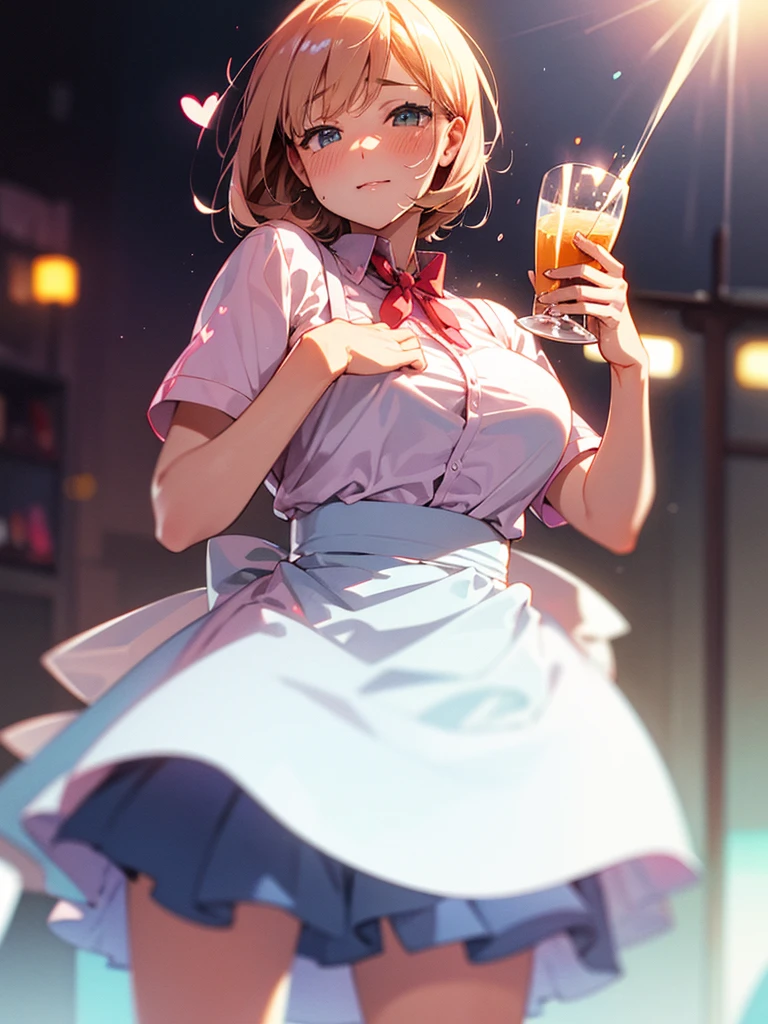 1girl,Cat lady,enjoying,drinking glass,White stockings,whaite hair,