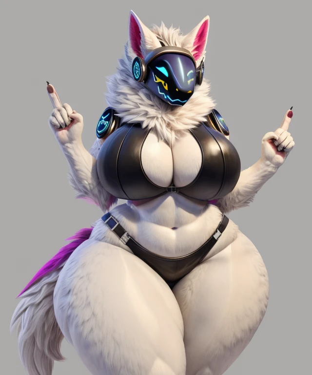 Protogen dog Massive breasts, very thicc, very thick thighs