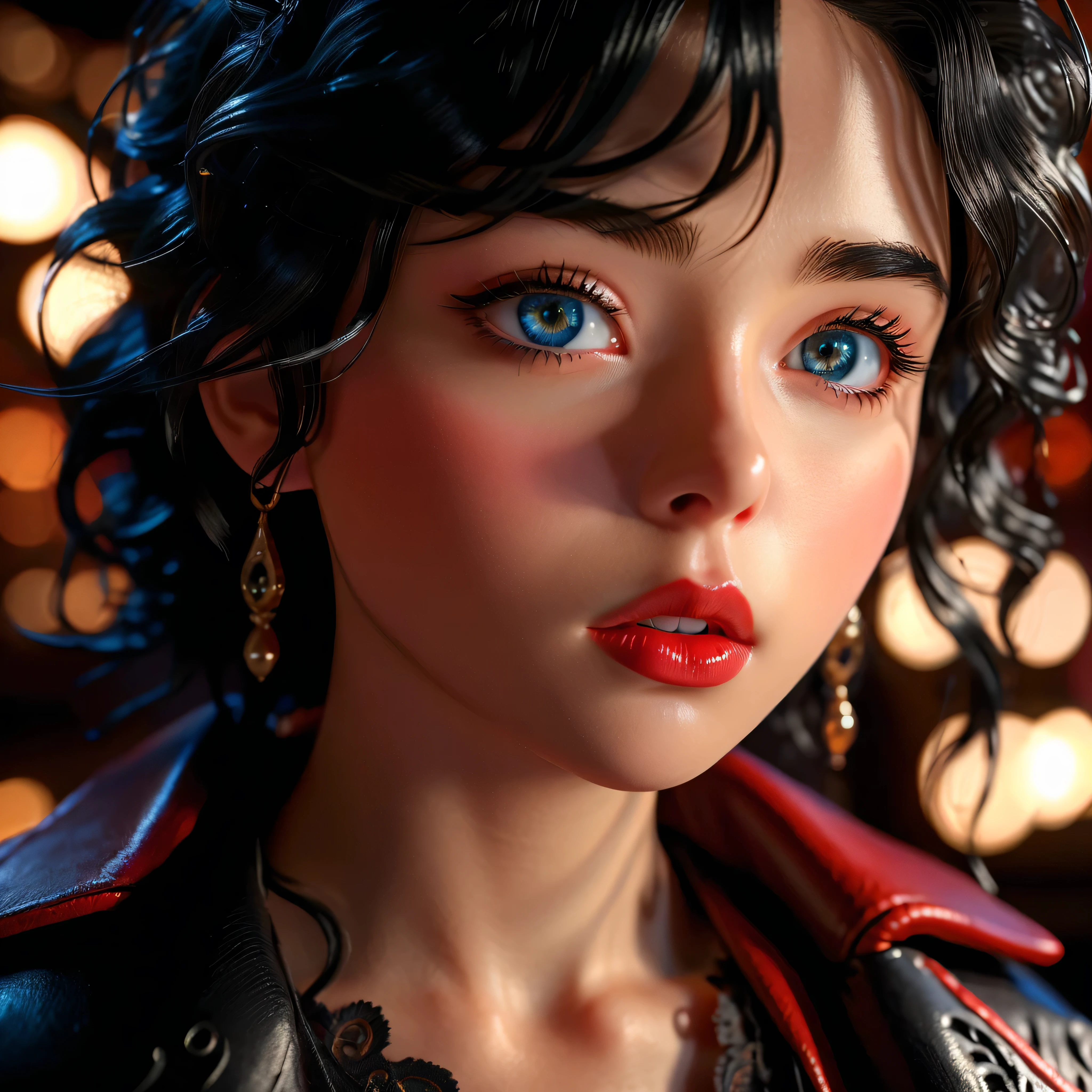 A boy with black wavy hair, beautiful detailed eyes, beautiful detailed lips, extremely detailed face, longeyelashes, 19 year old anime boy, in his howl's moving castle, studio ghibli style, intricate details, warm lighting, soft colors, cinematic composition, masterpiece, best quality, photorealistic, hyper detailed,a woman wearing a black lace dress and an open red leather jacket, long dark hair, beautiful detailed eyes, beautiful detailed lips, extremely detailed eyes and face, longeyelashes, scarlet witch from avengers, loraelizabeth, model photoshoot, RAW photography, 8k, uhd, best quality, ultra highres, masterpiece:1.2, ultra-detailed, realistic:1.37, photo-realistic, HDR, studio lighting, ultra-fine painting,ultra sharp focus, physically-based rendering, extreme detail description, professional, vivid colors,insane tmasterpiece,ultra_high-quality,ultra_high-details,ultra_high-resolution,ultra_high-definition,navy Dark-Moody background Eiffel Soft-Bokeh-Effect High-End Deep-Focus Bokeh Ray-Tracing Sophisticated Ambiance fleuraison.reflection,transparent,varies,multi,etc. --v 6 --s 1000 --c 20 --q 5 --chaos 100