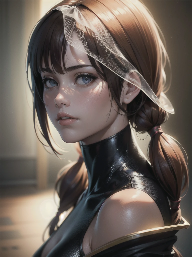Best quality, masterpiece, ultra high resolution, (photorealistic:1.4), RAW photo, 1 girl, from the shoulder, cinematic lighting, (((transparent clothes))).