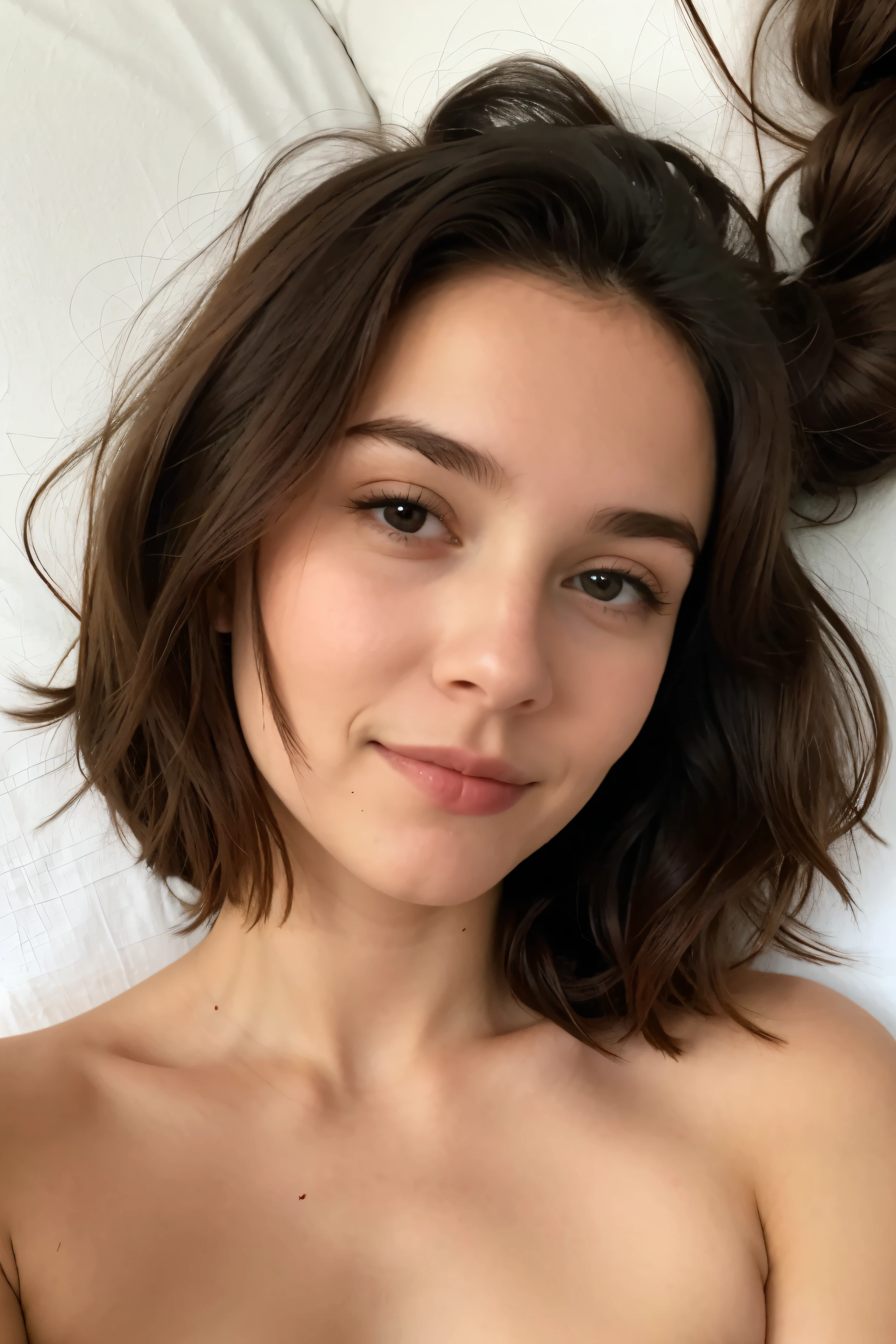 Jeune femme séduisante nue dans un lit. Ses partie intime doivent être visible. Son visage est captivant avec une mâchoire ovale et des traits délicats. Ses cheveux roux naturels tombent en cascade, avec une longue frange qui encadre parfaitement ses yeux violets brillants, détaillés et envoûtants. Elle porte une chemise à bretelles avec un décolleté profond, mettant en valeur ses petits seins définis.
Sa peau est blanche et réaliste, avec des pores et des veines visibles, ajoutant une touche de réalisme saisissante. Son corps est mince et tonique, révélant des os marqués et des plis cutanés naturels. Elle porte des boucles d'oreilles détaillées qui complètent son look.
L'image est capturée par un directeur de la photographie, assurant une qualité professionnelle avec une attention particulière aux détails. L'ensemble de la scène est parfaitement éclairé, accentuant la beauté et la sensualité du modèle. Les hommes ne pourront résister à l'envie de s'abonner pour en voir plus.