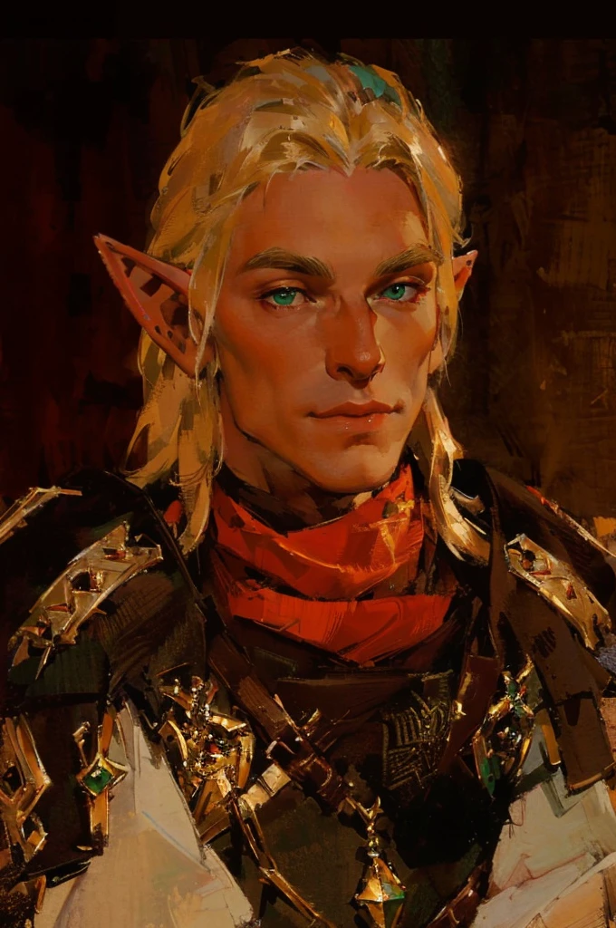 elf male, long blond hair, green eyes, elven character, brown tree tattoo on his forehead, a middle aged elf, male blonde elf ranger, a male elf, elven male, of an elden ring elf, dragon age inquisition, a portrait of a male elf,  elvish blonde male warrior, wearing armor, Ultrarealistic medieval dark fantasy male elf warrior. fine details, candle lighting, warm weather, [shadows], photographed on a Nikon D850, 50mm F/5.6 lens, ISO 100, HDR, 8k, highly detailed, sharp focus, Cinestill 800T, film still from Kingdom of Heaven, front view, eye focus,